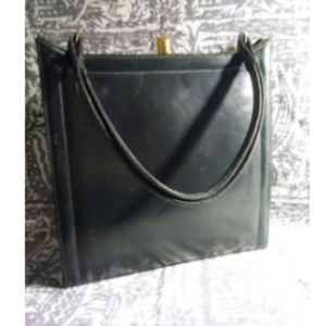 Black Leather vintage Margolin bag 50s